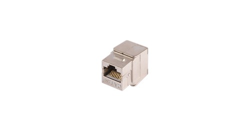 Модуль-вставка NIKOMAX типа Keystone, Кат.5е (Класс D), 100МГц, RJ45/8P8C, самозажимной, T568A/B, 180 градусов, полный экран, металлик