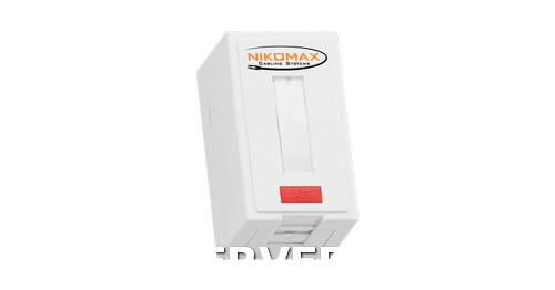 Настенная розетка NIKOMAX, 1 порт, Кат.5e (Класс D), 100МГц, RJ45/8P8C, FT-TOOL/110/KRONE, T568A/B, полный экран, со шторкой, белая - гарантия: 5 лет 