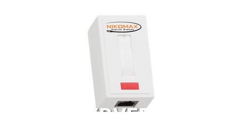 Настенная розетка NIKOMAX, 1 порт, Кат.6 (Класс E), 250МГц, RJ45/8P8C, 110/KRONE, T568A/B, на печатной плате, неэкранированная, белая - гарантия: 5 ле