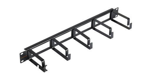 Кабельный органайзер NIKOMAX 19", 1U, глубина колец 80мм, металлический, с отверстиями в опорной планке, черный, уп-ка 2шт.