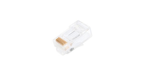 Коннектор  NIKOMAX RJ45/8P8C под витую пару, Кат.6 (Класс E), 250МГц, покрытие 50мкд, универсальные ножи, сквозной, неэкранированный, круглый ввод, уп