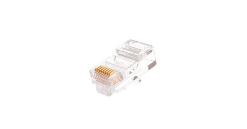 Коннектор NIKOMAX RJ45/8P8C под витую пару, Кат.5e (Класс D), 100МГц, покрытие 50мкд, универсальные ножи, неэкранированный, круглый ввод, уп-ка 100шт.