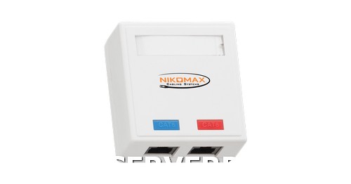 Настенная розетка NIKOMAX, 2 порта, Кат.6 (Класс E), 250МГц, RJ45/8P8C, 110/KRONE, T568A/B, на печатной плате, неэкранированная, белая - гарантия: 5 л