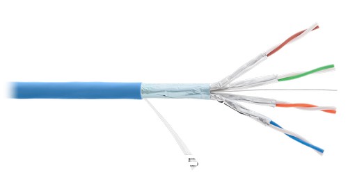 Кабель NIKOLAN F/FTP 4 пары, Кат.6a (Класс Eа), тест по ISO/IEC, 500МГц, одножильный, BC (чистая медь), 23AWG (0,56мм), внутренний, LSZH нг(А)-HFLTx, 
