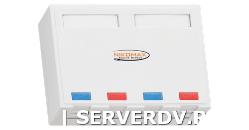 Корпус настенной розетки NIKOMAX, 4 порта, под модули-вставки типа Keystone, со шторками, белый