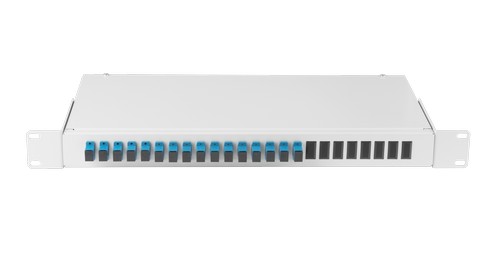 Оптический кросс NIKOMAX 19" Essential Line, 1U, укомплектованный на 16 портов SC/UPC (16 одинарных SC/UPC адаптеров), SM 9/125 OS2, стальной, серый, 