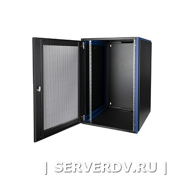 Шкаф настенный, телекоммуникационный 19", 18U 600х600, дверь перфорация, черный