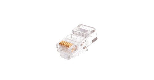 Коннектор NIKOMAX RJ45/8P8C под витую пару, Кат.5e (Класс D), 100МГц, покрытие 50мкд, под многожильный кабель, неэкранированный, круглый ввод, уп-ка 1