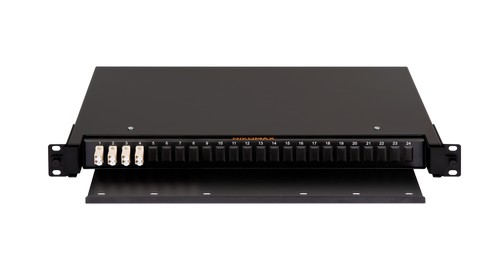 Оптический кросс NIKOMAX 19" Premium Line, 1U, укомплектованный на 8 портов LC/UPC (4 двойных LC/UPC адаптера), MM 50/125 OM2, выдвижной, с полкой,  ч