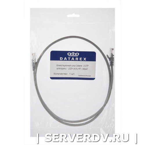 Коммутационный шнур U/UTP категория 6 LSZH нг(А)-HF 10,0 м, серый (DR-201100), Datarex