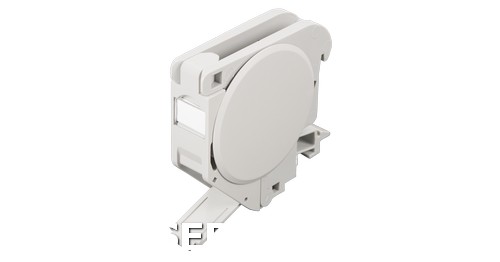 Корпус розетки NIKOMAX с креплением под DIN-рейку, под модули-вставки Keystone, 1 порт, 2 боковые крышки, откидной, серый