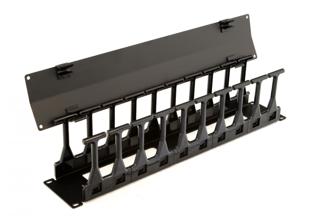 Hyperline CMF-2U-FPL106-MCOV-RAL9005 Кабельный организатор с крышкой, глубина 106 мм, 19", 2U