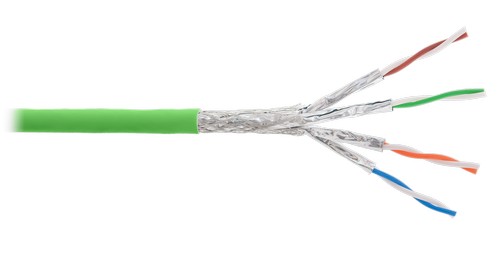 Кабель NIKOLAN S/FTP 4 пары, Кат.7 (Класс F), тест по ISO/IEC, 600МГц, одножильный, BC (чистая медь), 23AWG (0,56мм), внутренний, LSZH нг(А)-HFLTx, са