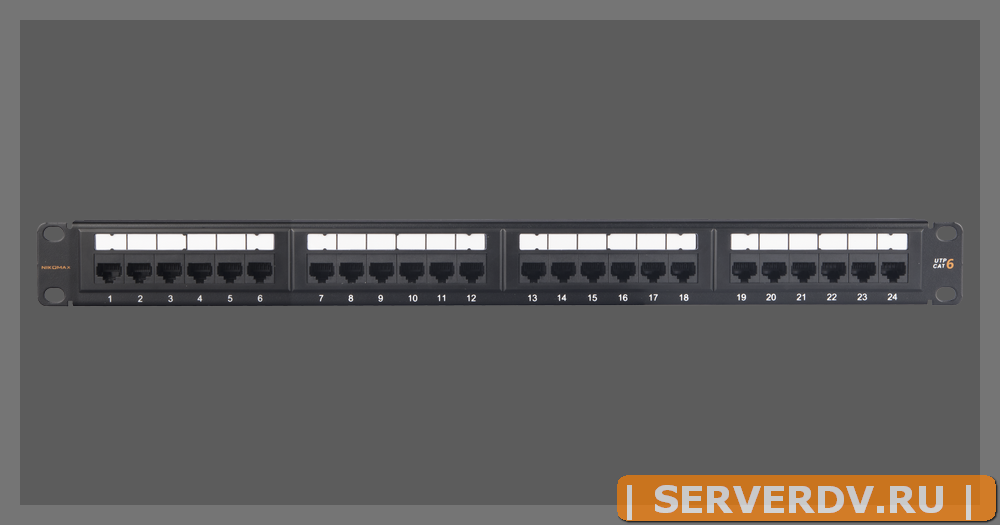 Коммутационная панель NIKOMAX 19", 1U, 24 порта, Кат.6 (Класс E), 250МГц, RJ45/8P8C, 110/KRONE, T568A/B, неэкранированная, с органайзером, черная - га