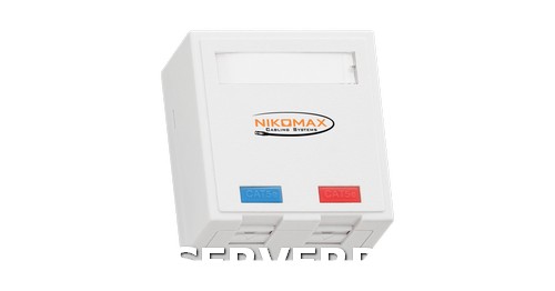 Настенная розетка NIKOMAX, 2 порта, Кат.5e (Класс D), 100МГц, RJ45/8P8C, FT-TOOL/110/KRONE, T568A/B, неэкранированная, со шторками, белая - гарантия: 