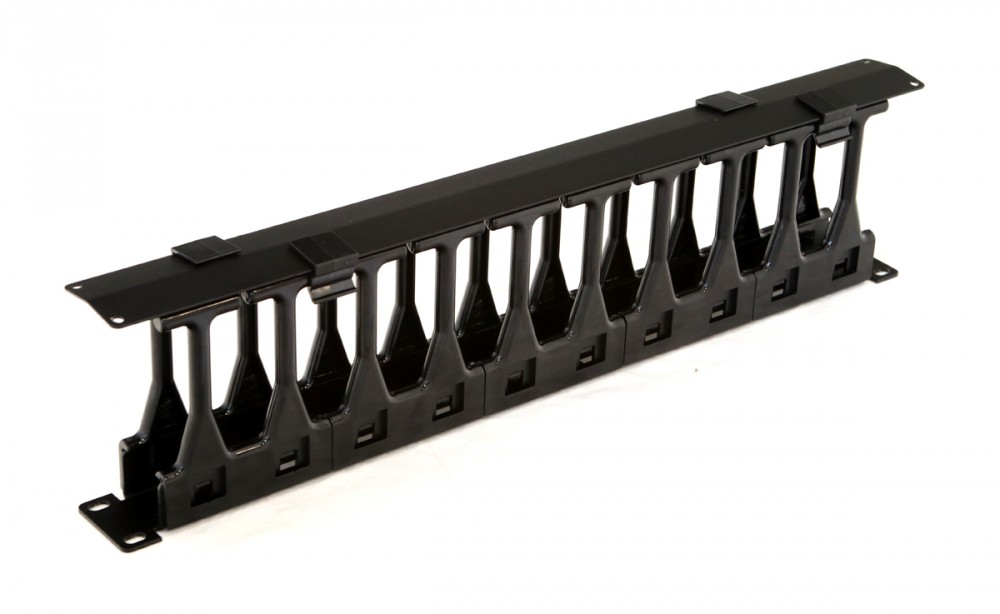 Hyperline CMF-1U-FPL106-MCOV-RAL9005 Кабельный организатор с крышкой, глубина 106 мм, 19", 1U