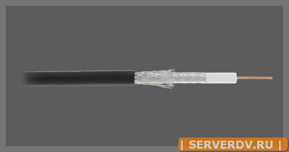 Кабель ULAN коаксиальный, RG-6 (75 Ом), одножильный, CCS (омедненная сталь), внешний, PE до -40C, черный, 305м