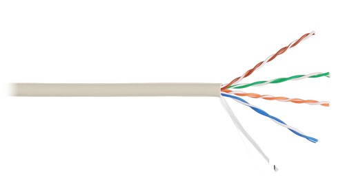 Кабель NIKOLAN U/UTP 4 пары, Кат.5e (Класс D), тест по ISO/IEC, 100МГц, одножильный, BC (чистая медь), 24AWG (0,511мм), внутренний, PVC нг(А), слонова