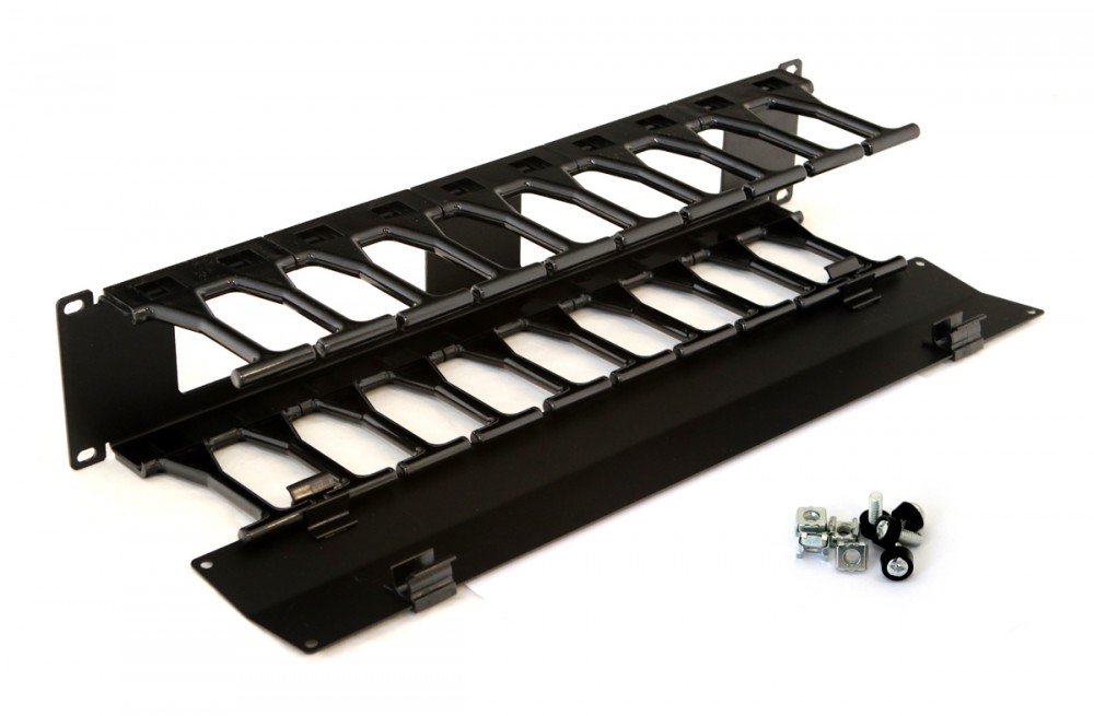 Hyperline CMF-2U-FPL106-MCOV-RAL9005 Кабельный организатор с крышкой, глубина 106 мм, 19", 2U