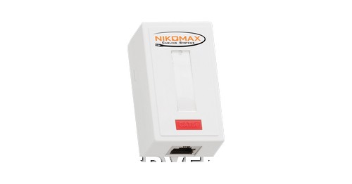 Настенная розетка NIKOMAX, 1 порт, Кат.5e (Класс D), 100МГц, RJ45/8P8C, 110/KRONE, T568A/B, на печатной плате, экранированная, белая - гарантия: 5 лет