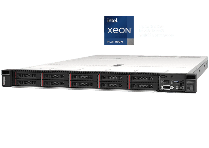 Сервер Lenovo SR630 V2 Xeon Gold 6342 (24C 2.8GHz 36MB Cache/230W), 32GB  (1x32GB, 3200MHz 2Rx4 RDIMM), 8 SAS/SATA, 930-8i, 1x1100W Titanium, 6 Perfor