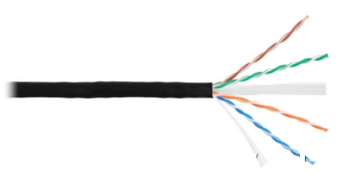 Кабель NIKOLAN U/UTP 4 пары, Кат.6 (Класс E), тест по ISO/IEC, 250МГц, одножильный, BC (чистая медь), 23AWG (0,55мм), внутренний/внешний, LSZH -40С нг