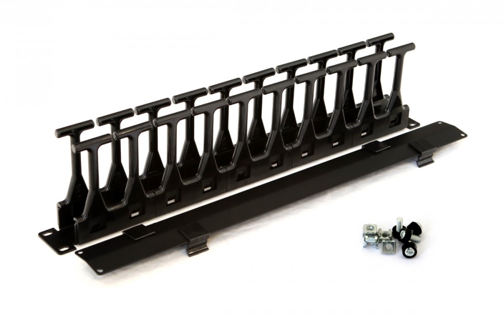 Hyperline CMF-1U-FPL106-MCOV-RAL9005 Кабельный организатор с крышкой, глубина 106 мм, 19", 1U