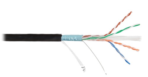 Кабель NIKOLAN F/UTP 4 пары, Кат.6a (Класс Eа), тест по ISO/IEC, 500МГц, одножильный, BC (чистая медь), 23AWG (0,57мм), внешний, PE, черный, 500м