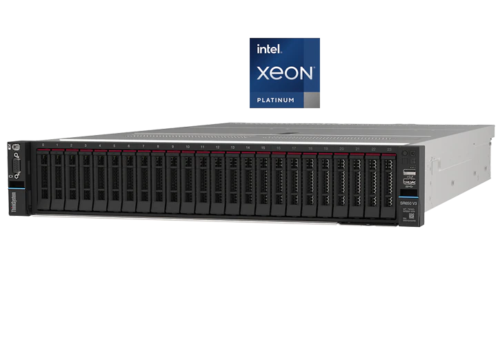 Сервер Lenovo SR650 V3 Xeon Silver 4410Y (12C 2.0GHz 30MB Cache/150W), 64 GB (1x64GB, 4800MHz 2Rx4 DDR5 RDIMM), No Backplane, No RAID, 1x1100W Titaniu