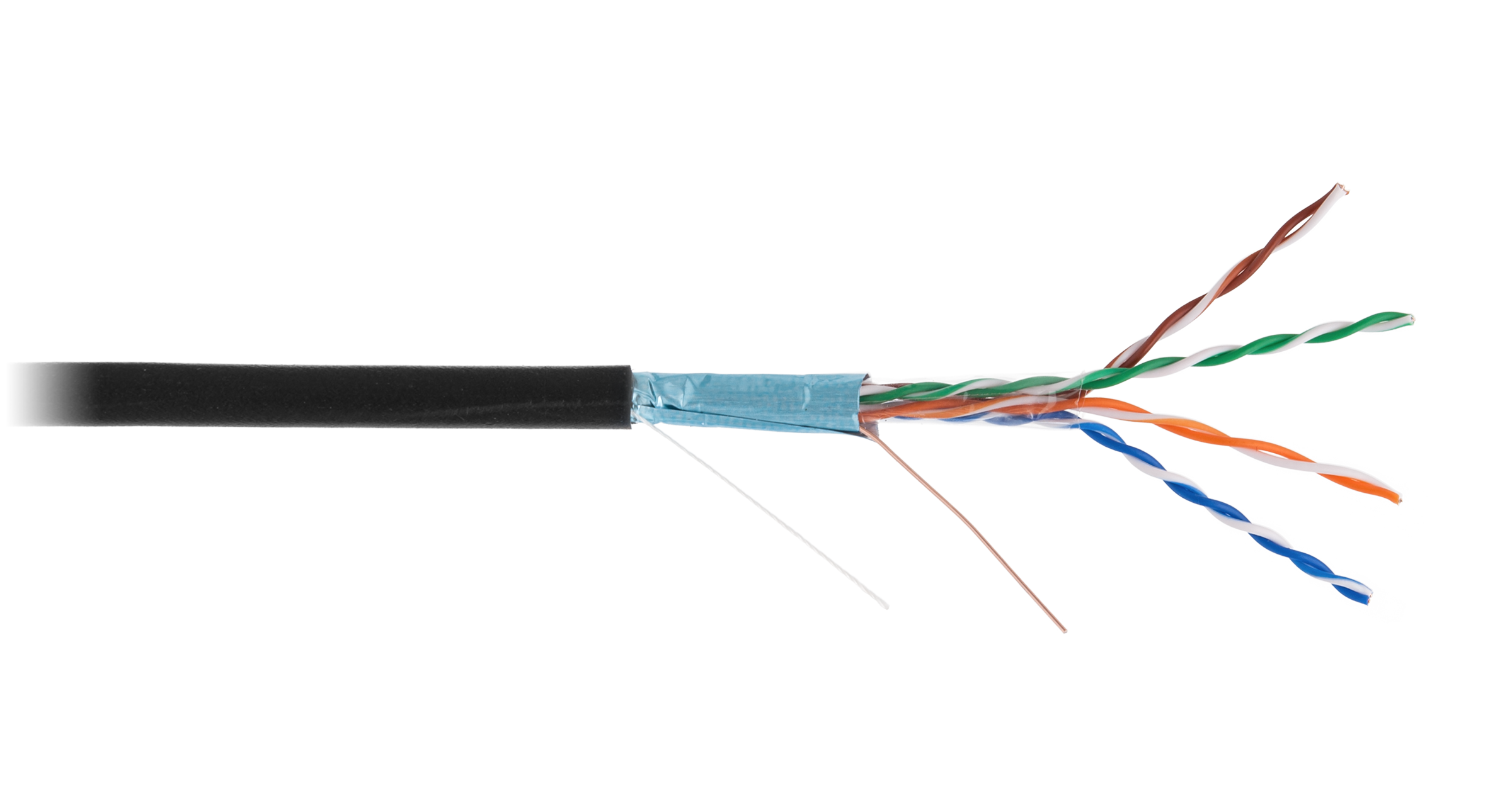 Кабель NETLAN F/UTP 4 пары, Кат.5e (Класс D), 100МГц, одножильный, BC (чистая медь), внешний, PE до -40C, черный, 100м