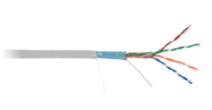 Кабель NETLAN F/UTP 4 пары, Кат.5e (Класс D), 100МГц, одножильный, BC (чистая медь), внутренний, PVC нг(B), серый, 100м