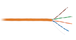Кабель NETLAN U/UTP 4 пары, Кат.5e (Класс D), 100МГц, одножильный, BC (чистая медь), внутренний, LSZH нг(B)-HF, оранжевый, 305м