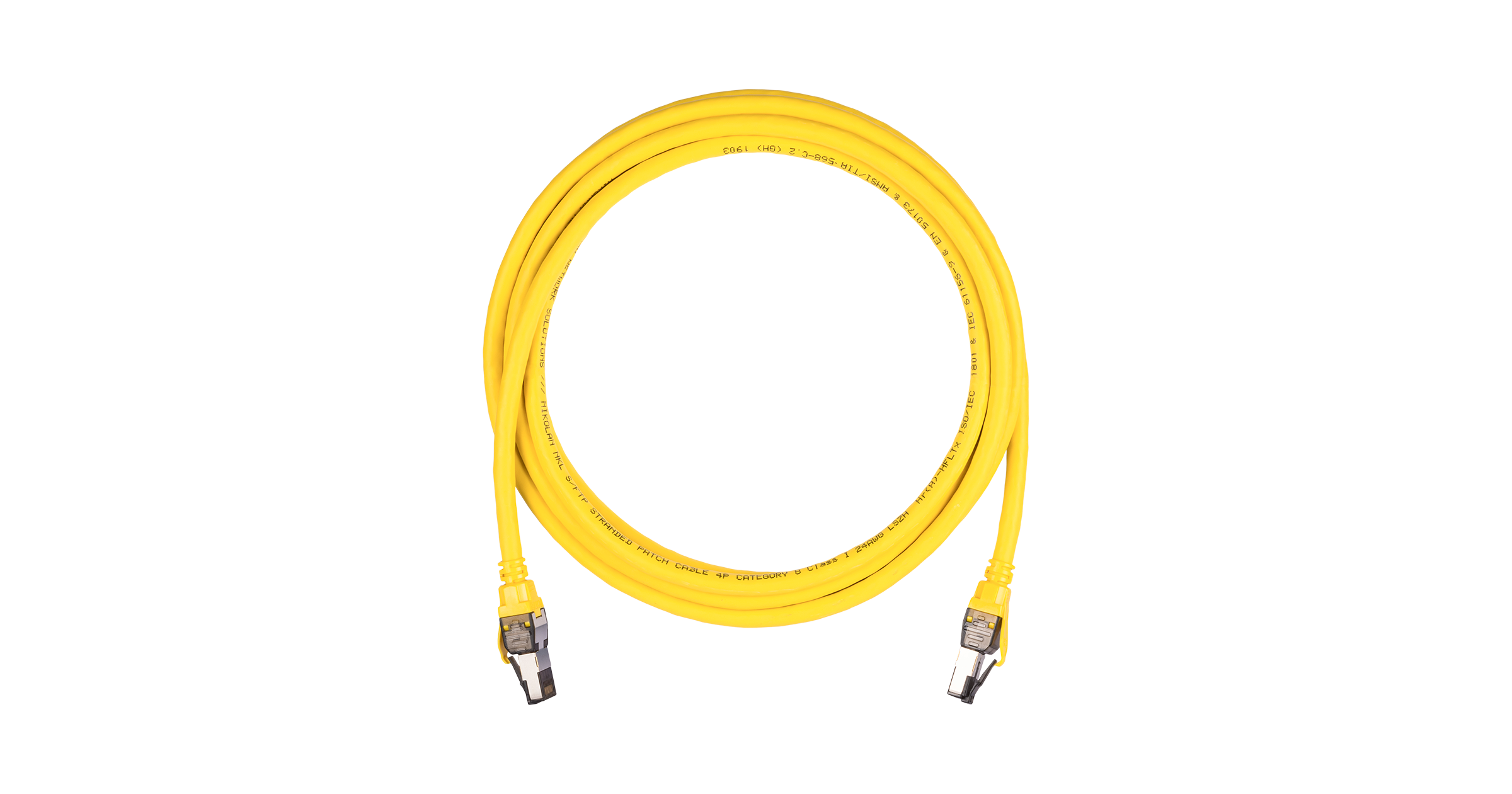 Коммутационный шнур NIKOMAX S/FTP 4 пары, Кат.8 (Класс I), 2000МГц, 2хRJ45/8P8C, T568B, заливной, с защитой защелки, многожильный, BC (чистая медь), 2