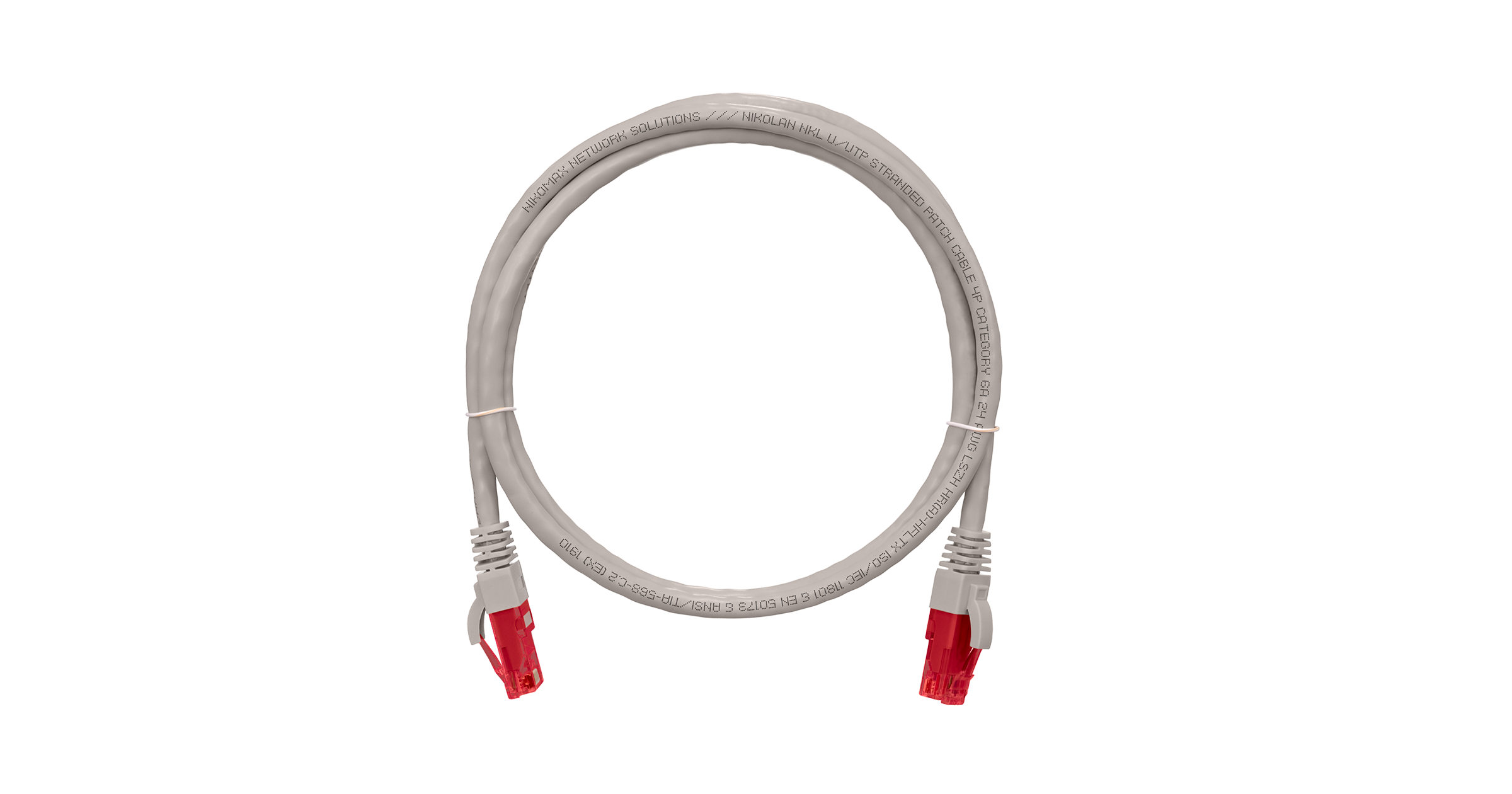 Коммутационный шнур NIKOMAX U/UTP 4 пары, Кат.6a (Класс Ea), 500МГц, 2хRJ45/8P8C, T568B, заливной, с защитой защелки, многожильный, BC (чистая медь), 