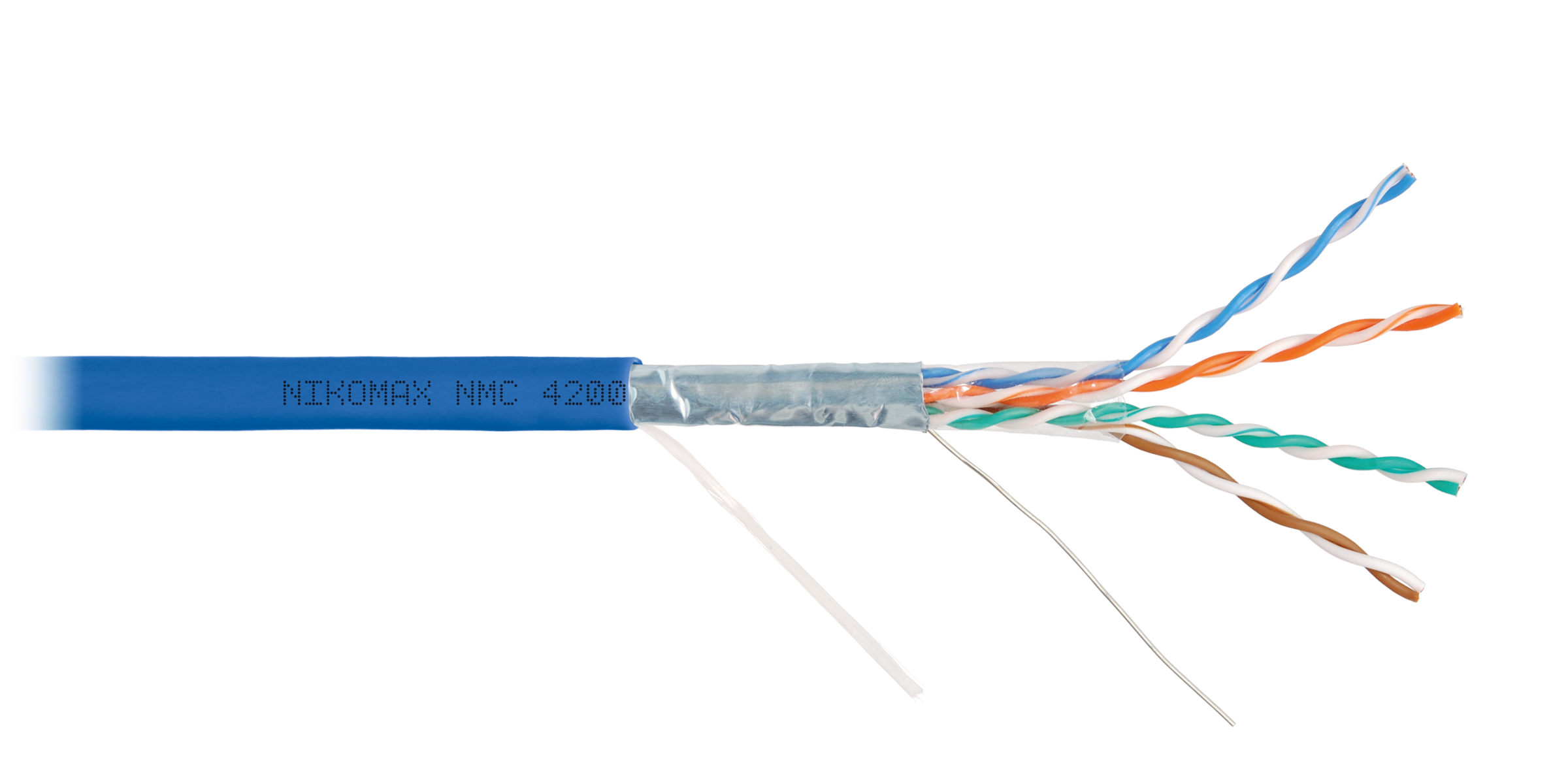 Кабель NIKOMAX F/UTP 4 пары, Кат.5e (Класс D), тест по ISO/IEC, 100МГц, одножильный, BC (чистая медь), 24AWG (0,51мм), полимерный материал нг(А)-HF, внутренний, белый, 305м - гарантия: 5 лет / 15 лет системная