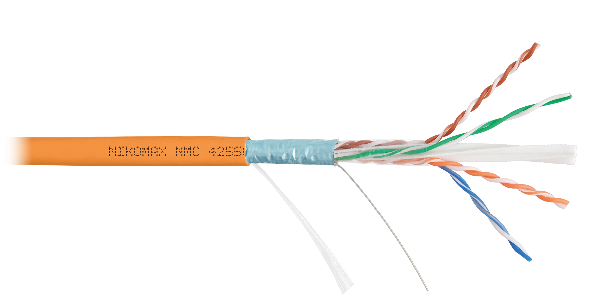 Кабель NIKOMAX F/UTP 4 пары, Кат.6a (Класс Eа), тест по ISO/IEC, 500МГц, одножильный, BC (чистая медь), 23AWG (0,57мм), полимерный материал нг(А)-HF, внутренний, серый, 500м - гарантия: 5 лет / 15 лет системная