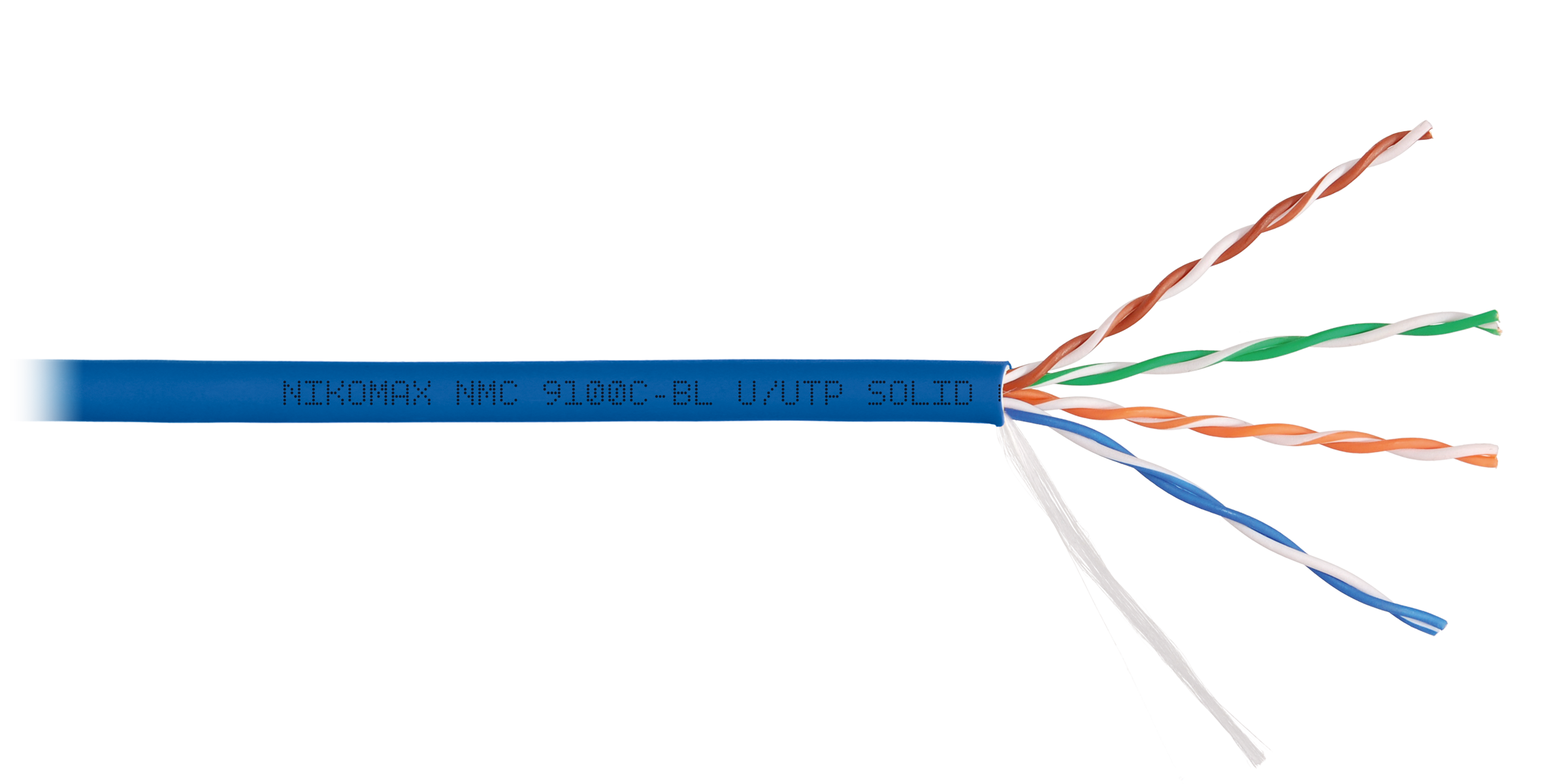 Кабель NIKOMAX U/UTP 4 пары, Кат.5e (Класс D), тест по ISO/IEC, 100МГц, одножильный, BC (чистая медь), 24AWG (0,52мм), полимерный материал нг(А)-HF, внутренний, белый, 305м - гарантия: 15 лет / 25 лет системная