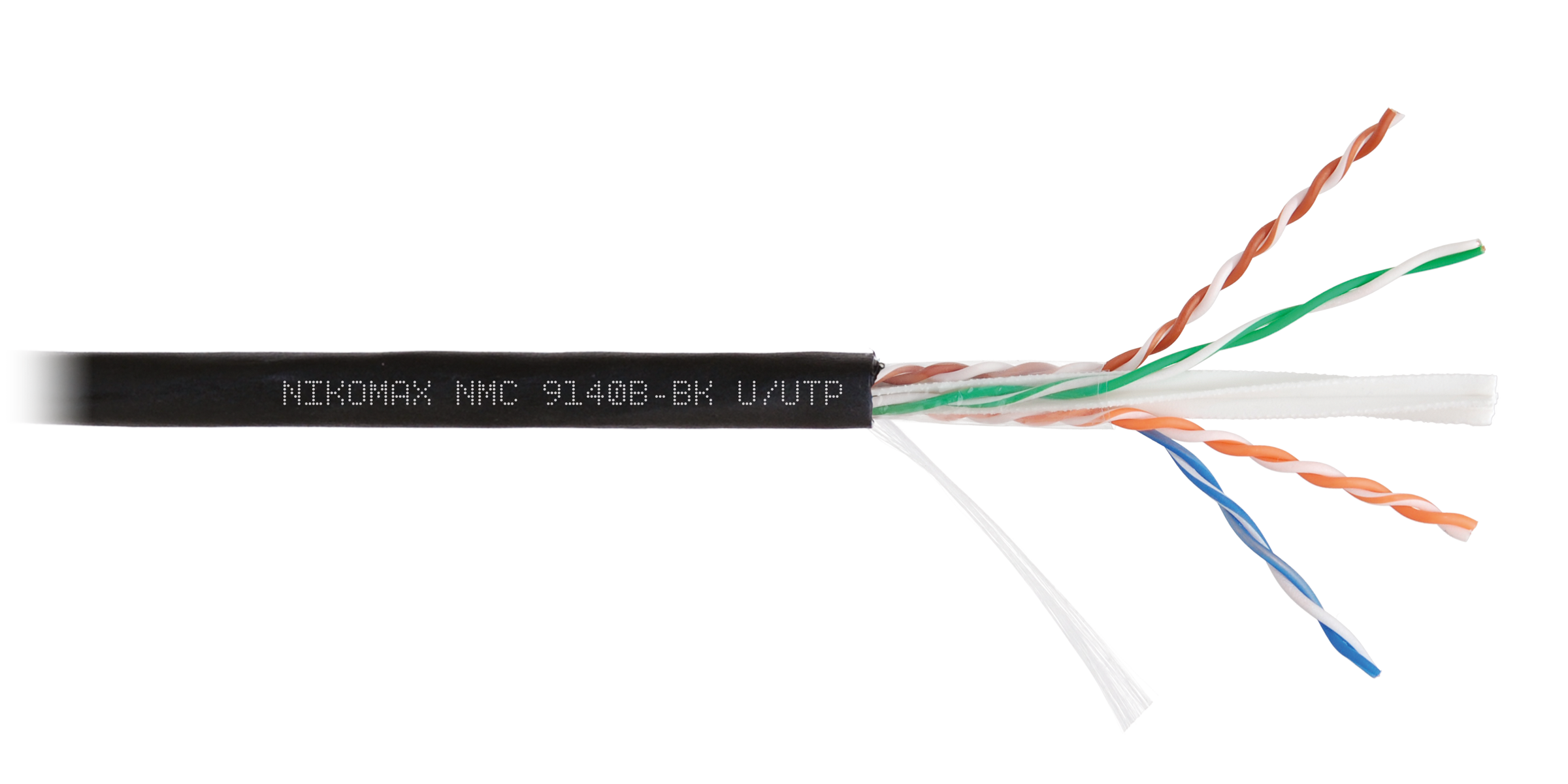 Кабель NIKOMAX U/UTP 4 пары, Кат.6 (Класс E), тест по ISO/IEC, 250МГц, одножильный, BC (чистая медь), 23AWG (0,57мм), полиэтилен, внешний, черный, 305м - гарантия: 5 лет