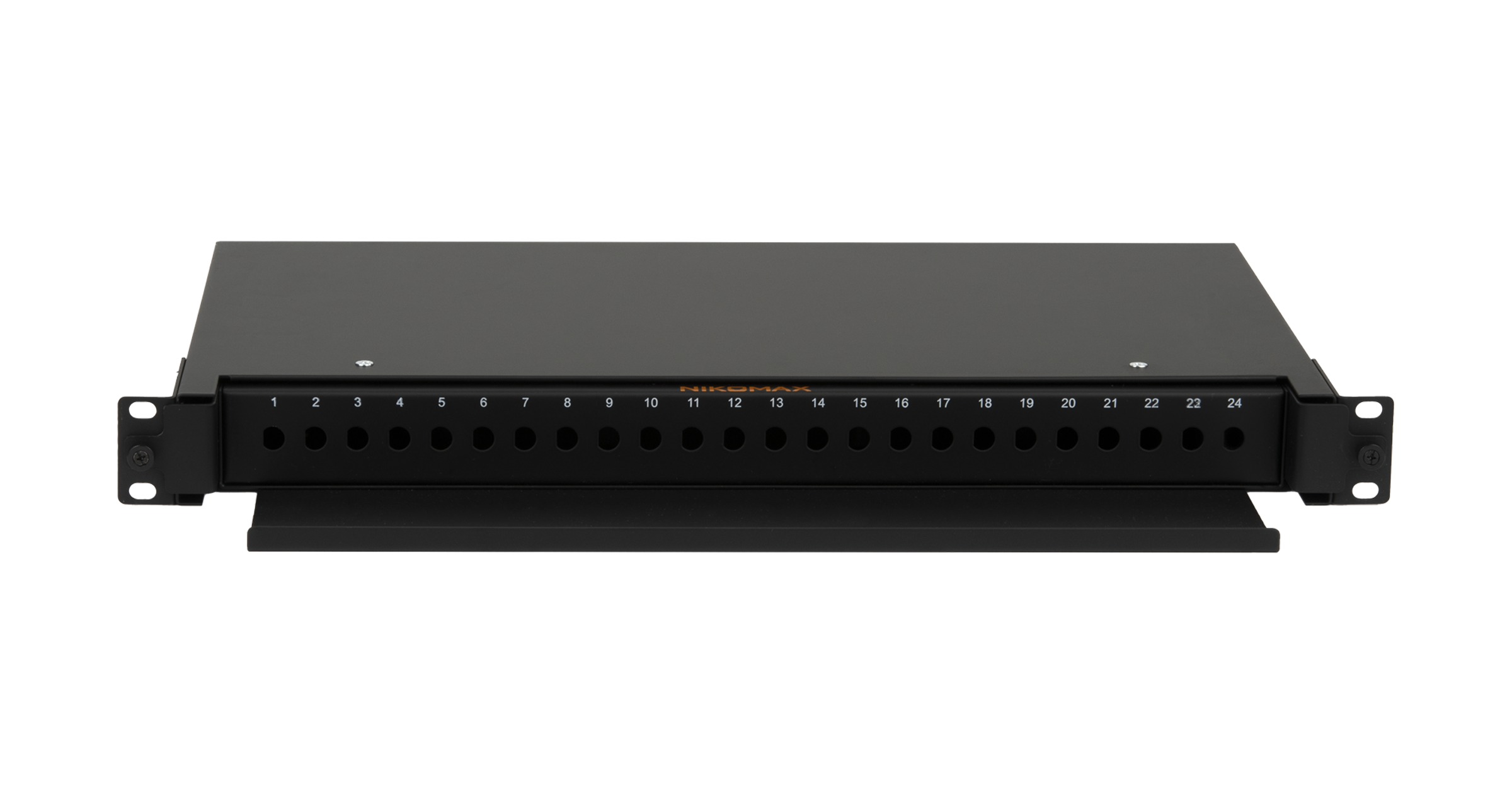 Оптический кросс NIKOMAX 19", 1U, до 24 FC/ST портов, выдвижной, со съёмной полкой,  черный, в комплекте: сплайс-кассета и КДЗС