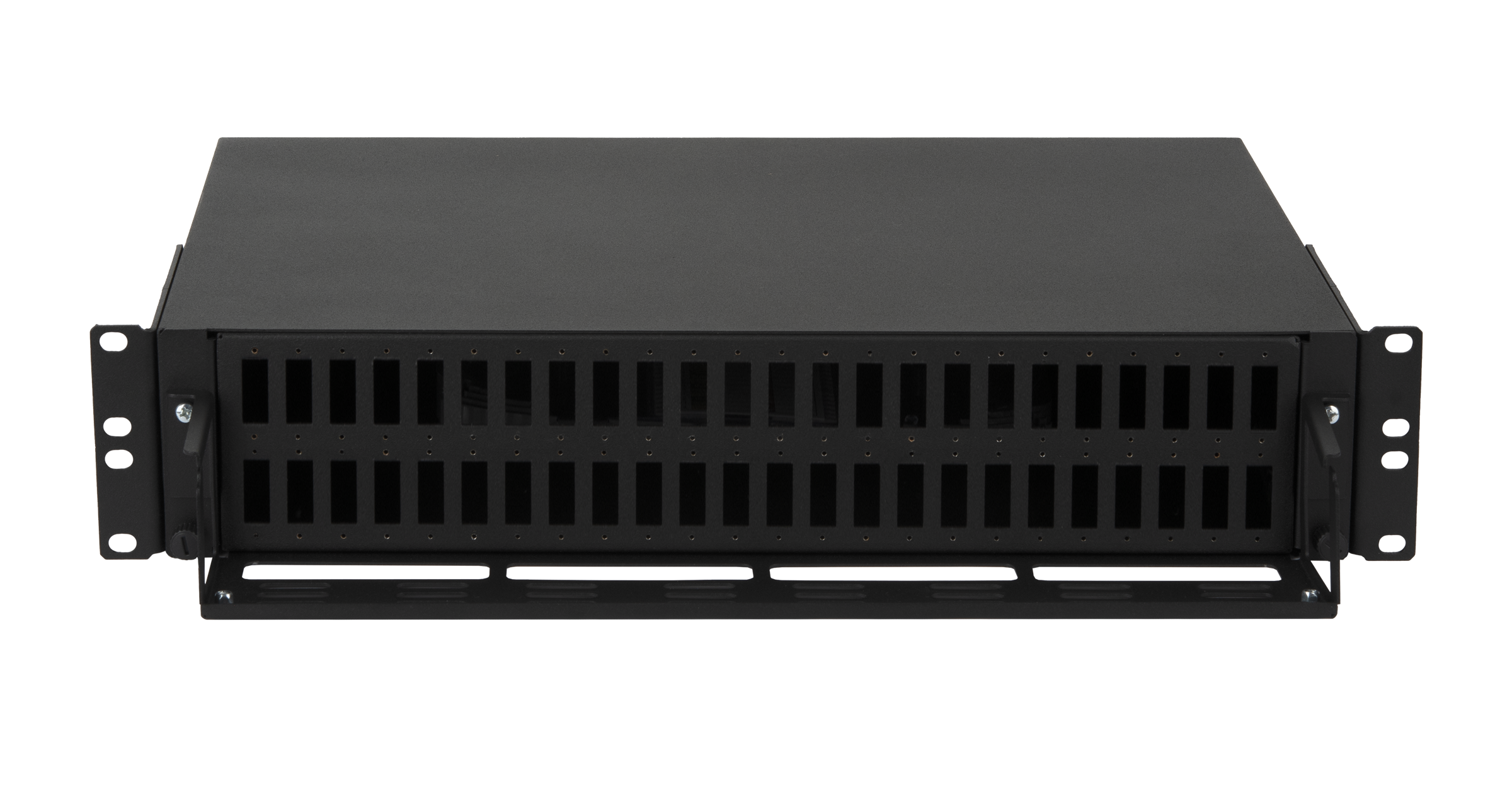 Оптический кросс NIKOMAX 19" Premium Line, 2U, до 96 SC (48 Duplex SC адаптеров) или 192 LC (48 Quadro LC адаптеров) портов, выдвижной, со съёмной полкой, черный
