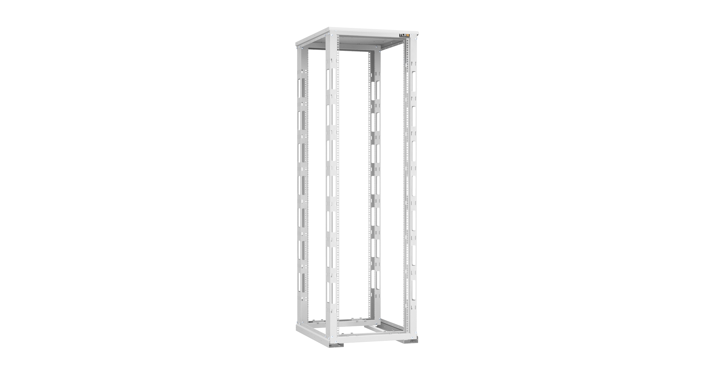Монтажная стойка двухрамная с разборной рамой 19", 42U, Ш600xВ1995xГ800мм, с крышей, в разобранном виде, серый
