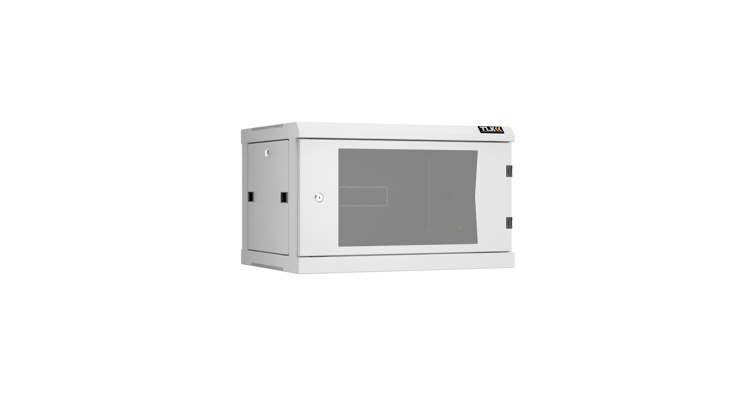 Настенный разборный шкаф TLK 19", 6U, стеклянная дверь, Ш600хВ370хГ450мм, 2 пары монтажных направляющих, серый