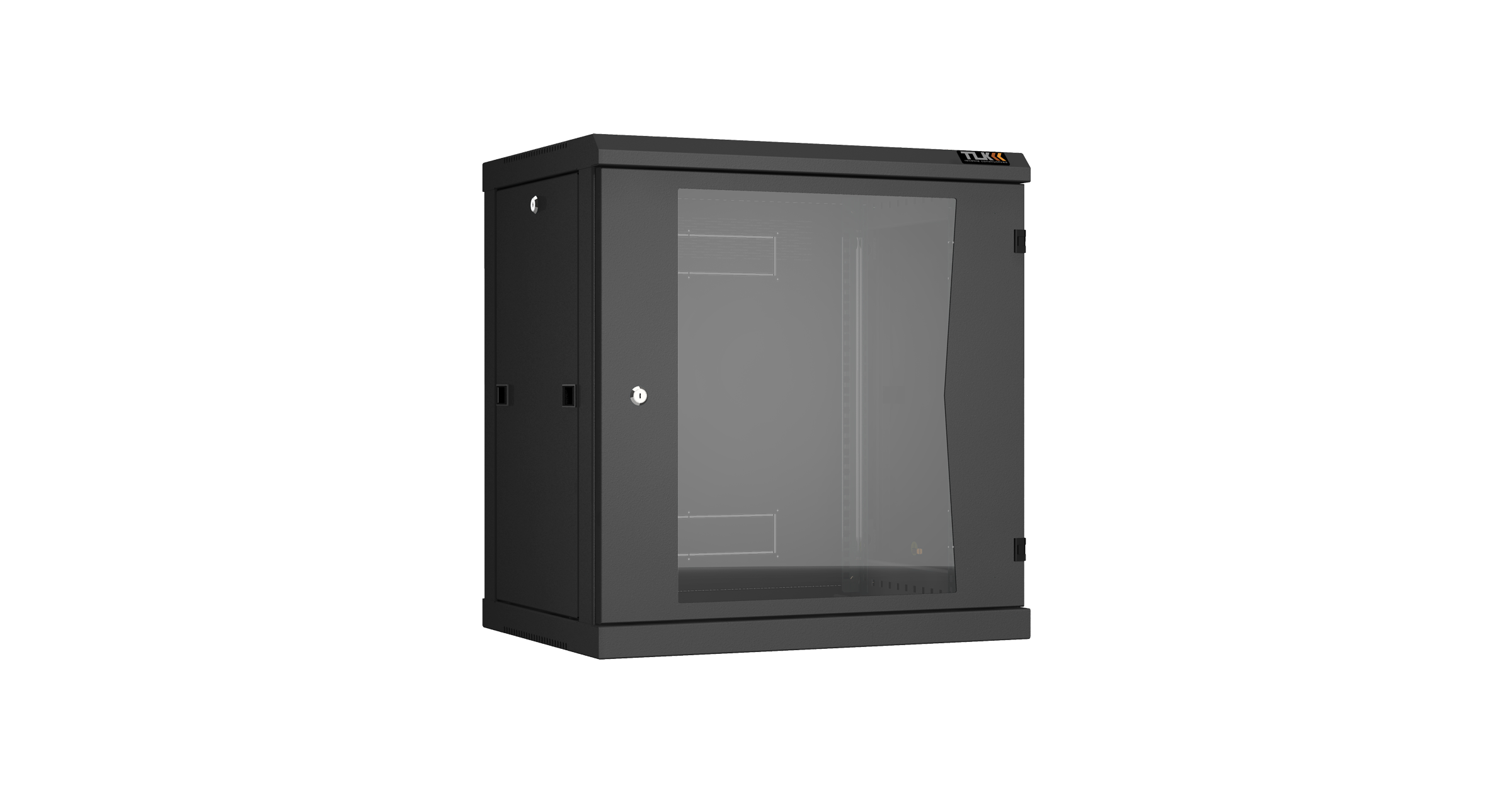 Настенный разборный шкаф TLK 19", 12U, стеклянная дверь, Ш600хВ636хГ450мм, 2 пары монтажных направляющих, черный