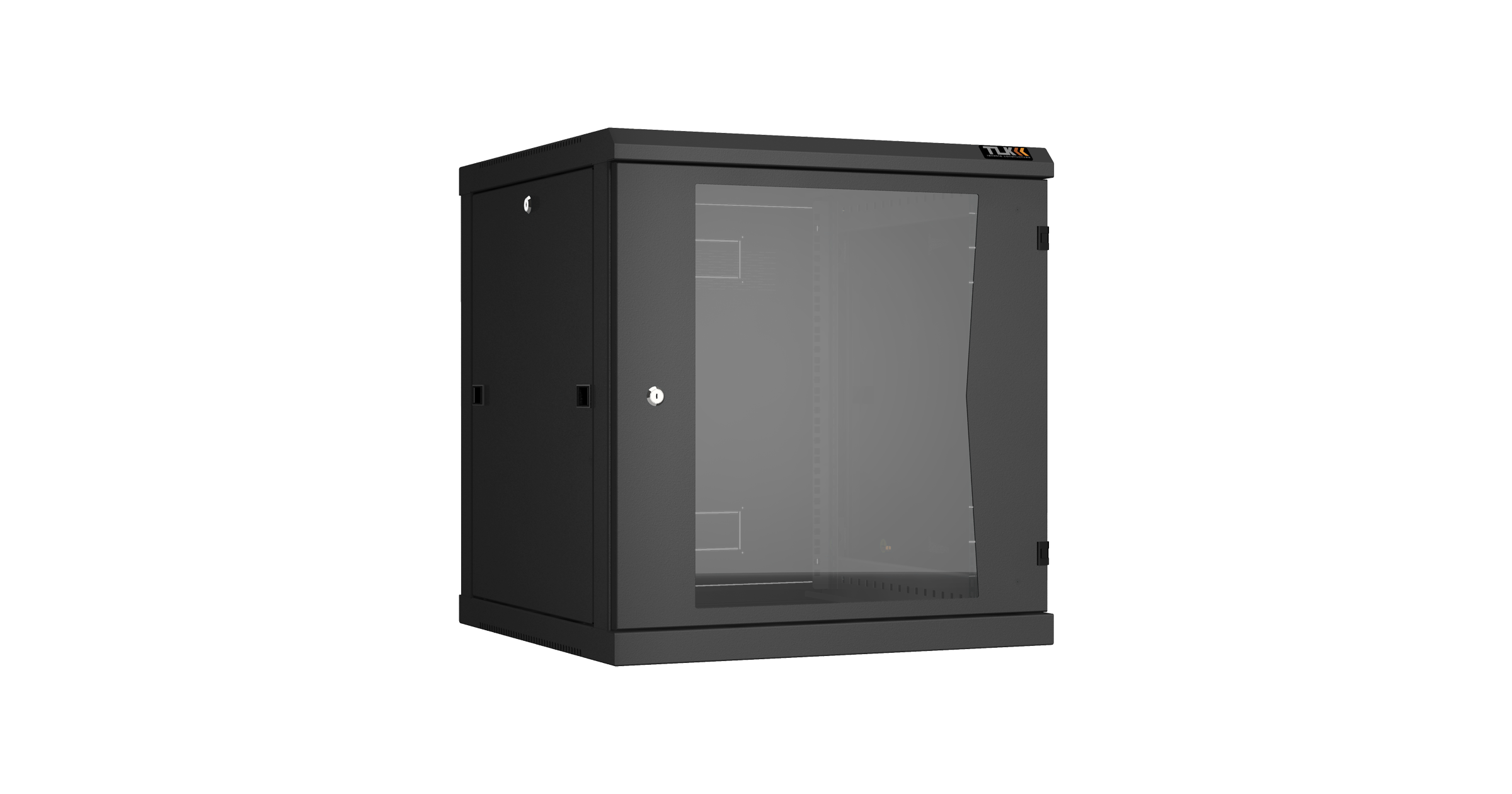 Настенный разборный шкаф TLK 19", 12U, стеклянная дверь, Ш600хВ636хГ600мм, 2 пары монтажных направляющих, черный