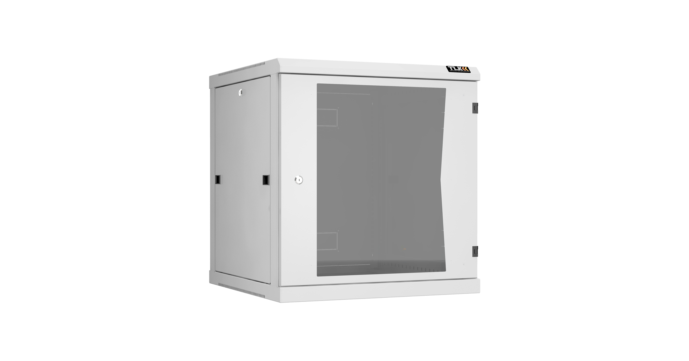 Настенный разборный шкаф TLK 19", 12U, стеклянная дверь, Ш600хВ636хГ600мм, 2 пары монтажных направляющих, серый